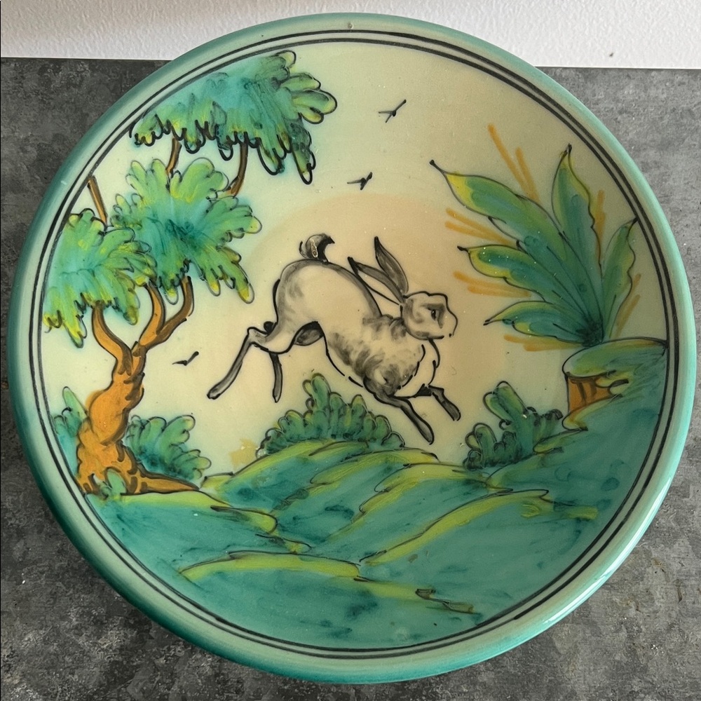 Vintage P. Arzobispo Rabbit Ceramic Majolica Plate